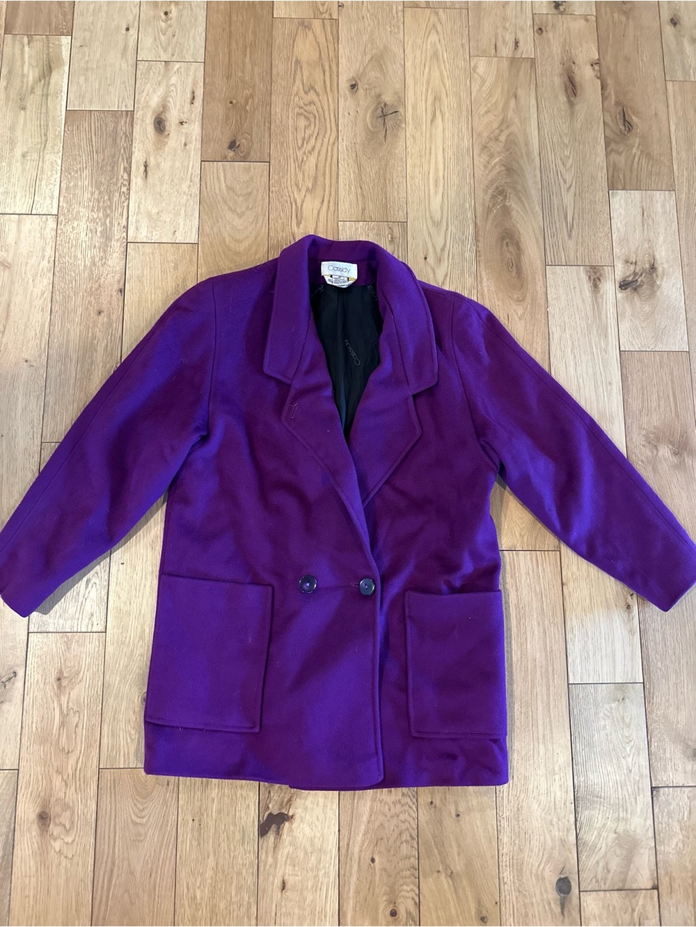 Vtg Cassidy 100% wool purple peacoat